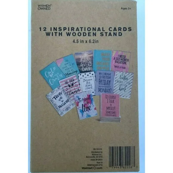 Women Owned 12 Inspirational Cards w Wooden Display Stand 4.5" x 6.5" NEW - Picture 2 of 2